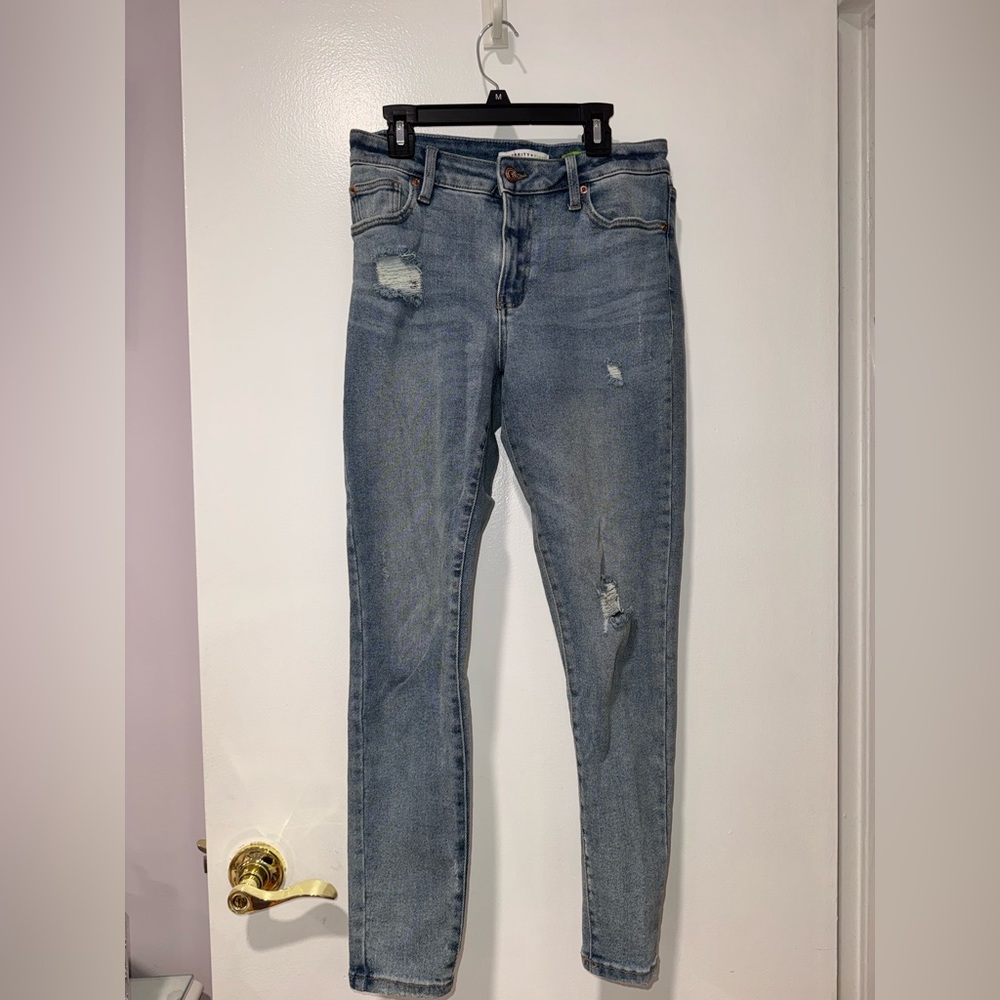 Celebrity Pink Light Blue Distressed Skinny Jeans